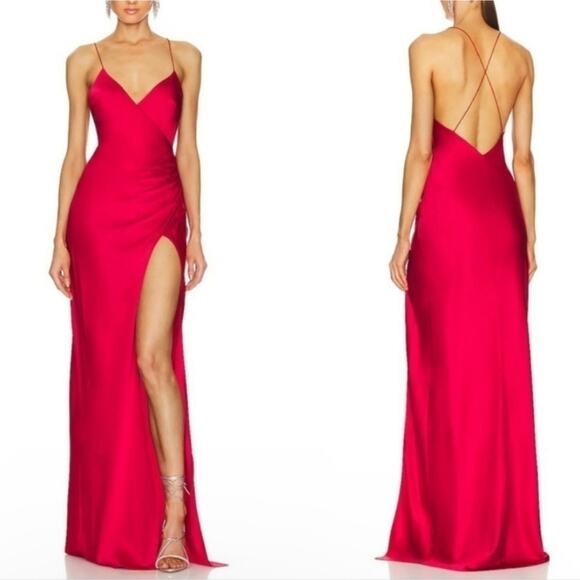 SER.O.YA Dresses & Skirts - Ser.o.ya Amina Silk Dress Red Maxi Gown